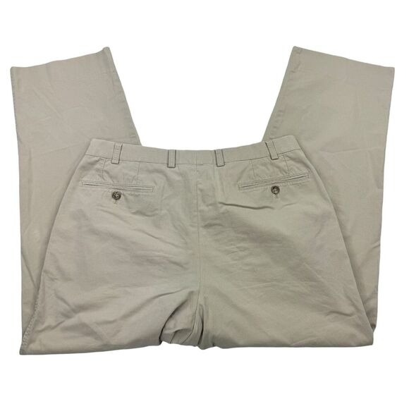 Hiltl Trouser Pants Mens 34x38 Beige Sam Malouf Flat Front Straight Leg Preppy - Picture 1 of 8
